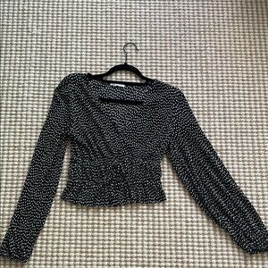 Zara black and white blouse